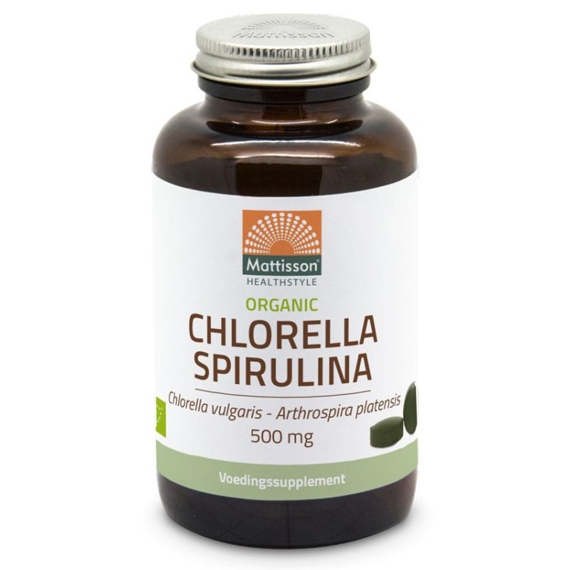 Chlorella Spirulina Tabletten BIO Mattisson NatuurlijkVoordeel.nl